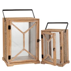 ΣΕΤ 2 ΦΑΝΑΡΙ ΛΕΥΚΟ ΞΥΛΙΝΟ ΜΕ ΜΑΥΡΟ ΧΕΡΟΥΛΙ 30,5Χ22Χ52,5 21,5Χ16Χ40ΕΚ