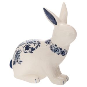 ΛΕΥΚΟΣ ΔΙΑΚΟΣΜΗΤΙΚΟΣ ΛΑΓΟΣ ΜΕ ΜΠΛΕ ΛΟΥΛΟΥΔΙΑ 17.5Χ10Χ19ΕΚ