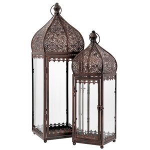 ΣΕΤ 2 ΜΑΥΡΟ ΜΕΤΑΛΛΙΚΟ ΦΑΝΑΡΙ ΜΕ ΔΙΑΤΡΗΤΗ ΟΡΟΦΗ 21,5Χ21,5Χ67,5ΕΚ 16,5Χ16,5Χ52ΕΚ