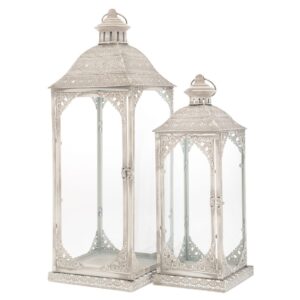 ΣΕΤ 2 ΓΚΡΙ ΠΑΛΑΙΩΜΕΝΟ ΜΕΤΑΛΛΙΚΟ ΦΑΝΑΡΙ 21,5Χ21,5Χ60,5 16,5Χ16,5Χ45,5ΕΚ