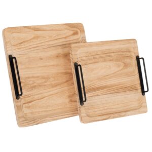 ΣΕΤ 2 ΞΥΛΙΝΟΙ ΔΙΣΚΟΙ ΣΕ ΦΥΣΙΚΟ ΧΡΩΜΑ ΜΕ ΜΑΥΡΑ ΜΕΤΑΛΛΙΚΑ ΧΕΡΟΥΛΙΑ 30Χ30Χ4,5 25Χ25Χ4,5ΕΚ