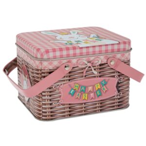 ΠΑΣΧΑΛΙΝΟ ΚΑΛΑΘΑΚΙ ΜΕ ΡΟΖ ΚΑΠΑΚΙ ΚΑΙ ΧΕΡΟΥΛΙΑ 15Χ13Χ11ΕΚ