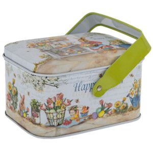 ΠΑΣΧΑΛΙΝΟ ΜΕΤΑΛΛΙΚΟ ΚΟΥΤΙ ΜΕ ΧΕΡΟΥΛΙ 10,5Χ8Χ6ΕΚ