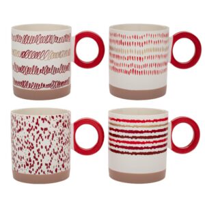 ΚΕΡΑΜΙΚΗ ΚΟΥΠΑ ΜΕ ΚΟΚΚΙΝΕΣ AND ΛΕΥΚΕΣ ΛΕΠΤΟΜΕΡΕΙΕΣ ΣΕ 4 ΣΧΕΔΙΑ