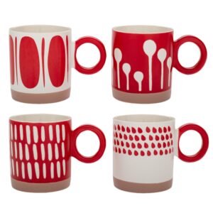 ΚΕΡΑΜΙΚΗ ΚΟΥΠΑ ΜΕ ΚΟΚΚΙΝΑ-ΛΕΥΚΑ ΣΧΕΔΙΑ AND ΧΕΡΟΥΛΙ ΣΕ 4 ΣΧΕΔΙΑ
