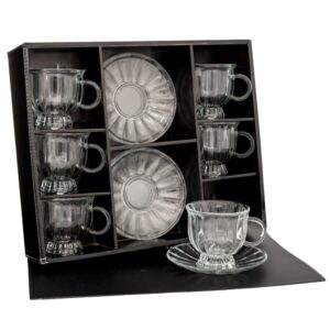 ΣΕΤ 6 ΓΥΑΛΙΝΟ ΔΙΑΦΑΝΟ ΦΛΥΤΖΑΝΙ ΜΕ ΠΙΑΤΑΚΙ 8Χ8 (Πιατάκι 13cm)