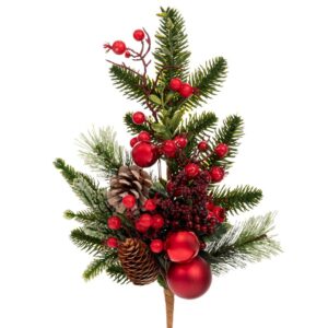ΠΡΑΣΙΝΟ ΚΛΑΔΙ ΜΕ ΚΟΚΚΙΝΑ BERRIES ΚΟΚΚΙΝΕΣ ΜΠΑΛΛΕΣ ΚΑΙ  ΠΑΓΩΜΕΝΟ ΚΟΥΚΟΥΝΑΡΙ 50ΕΚ