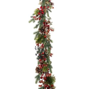 ΠΑΓΩΜΕΝΗ ΠΡΑΣΙΝΗ ΓΙΡΛΑΝΤΑ ΜΕ ΚΟΚΚΙΝΑ BERRIES ΚΑΙ ΚΟΥΚΟΥΝΑΡΙΑ 180ΕΚ