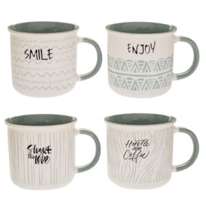 ΛΕΥΚΗ ΚΕΡΑΜΙΚΗ ΚΟΥΠΑ ΜΕ ΓΚΡΙ ΣΙΕΛ ΜΟΤΙΒΑ 4 ΣΧΕΔΙΑ 400ml