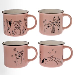 ΡΟΖ ΚΕΡΑΜΙΚΗ ΚΟΥΠΑ ΜΕ ΦΙΓΟΥΡΑ ΓΑΤΑΣ AND ΣΚΥΛΟΥ 460ml ΣΕ 4 ΣΧΕΔΙΑ (10Χ9ΕΚ)