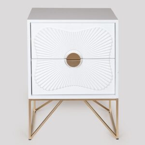 ΚΟΜΟΔΙΝΟ ΞΥΛΙΝΟ ΛΕΥΚΟ ΜΕ ΠΟΔΙΑ ΜΕΤΑΛΛΙΚΑ 48x35x64cm