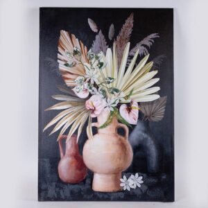 ΠΙΝΑΚΑΣ ΚΑΜΒΑΣ ΒΑΖΟ ΜΕ ΛΟΥΛΟΥΔΙΑ ΠΟΛΥΧΡΩΜΟΣ - ΜΑΥΡΟΣ 70x3x100cm