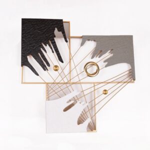 ΔΙΑΚΟΣΜΗΤΙΚΟ ΤΟΙΧΟΥ ΜΕΤΑΛΛΙΚΟ ΓΚΡΙ - ΛΕΥΚΟ - ΜΑΥΡΟ - ΧΡΥΣΟ 69x7x69cm