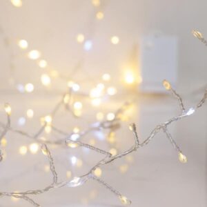 CLUSTER 5m, 300 MINI LED, ΜΕΤΑΣΧΗΜΑΤΙΣΤΗ, ΣΤΑΘΕΡΟ, ΑΣΗΜΙ ΧΑΛΚΙΝΟ ΚΑΛΩΔΙΟ, ΘΕΡΜΟ ΛΕΥΚΟ LED, ΛΕΥΚΟ LED ΜΕ ΠΡΟΓΡΑΜΜΑ SNOWFALL, ΠΡΟΕΚΤΑΣΗ ΠΑΡΟΧΗΣ 5m, IP44