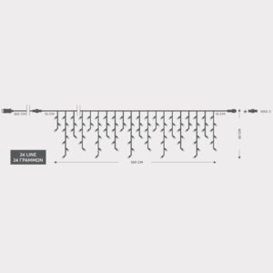 ΒΡΟΧΗ, 144 LED 3mm, 36V ΜΕΤΑΣΧΗΜΑΤΙΣΤΗ, 4 ΕΠΕΚΤΑΣΕΙΣ ΕΩΣ 3 ΣΕΤ,  ΔΙΑΦΑΝΟ PVC ΚΑΛΩΔΙΟ, ΛΕΥΚΟ LED (H60 x W300cm, 5/7/5/7), ΠΡΟΕΚΤΑΣΗ ΠΑΡΟΧΗΣ 3m, ΙΡ44