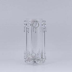 ΚΗΡΟΠΗΓΙΟ ΓΥΑΛΙΝΟ ΜΕ ΜΕΤΑΛΛΙΚΑ ΤΕΛΕΙΩΜΑΤΑ ΑΣΗΜΙ 12x22cm