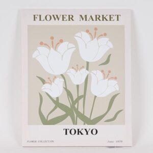 ΠΙΝΑΚΑΣ ΚΑΜΒΑΣ FLOWER MARKET TOKYO ΛΕΥΚΟΣ - ΠΡΑΣΙΝΟΣ 40x50cm