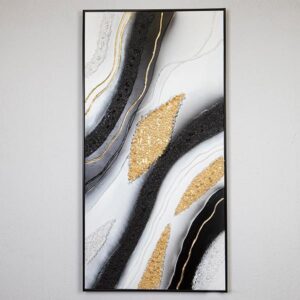 ΠΙΝΑΚΑΣ ΚΑΜΒΑΣ ΜΑΥΡΟΣ-ΧΡΥΣΟΣ-ΛΕΥΚΟΣ 62x4.5x122cm