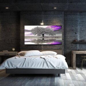 Πίνακας ασημένιο δέντρο με μοβ λεπτομέρειες