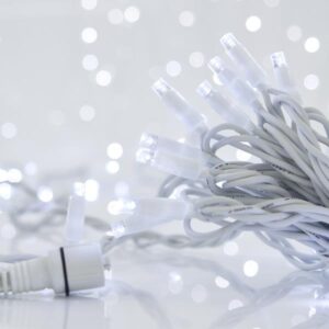 ΣΕΙΡΑ, 100 LED 5mm ΜΕ ΚΑΛΥΜΜΑ, 230V, 3 ΕΠΕΚΤΑΣΕΙΣ ΕΩΣ 9 ΣΕΤ, ΛΕΥΚΟ ΚΑΟΥΤΣΟΥΚ ΚΑΛΩΔΙΟ, ΛΕΥΚΟ LED ANA 10cm, ΠΡΟΕΚΤΑΣΗ ΠΑΡΟΧΗΣ 1.5m, ΙΡ65
