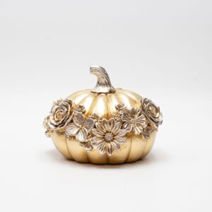 ΔΙΑΚΟΣΜΗΤΙΚΗ ΚΟΛΟΚΥΘΑ ΜΕ ΛΟΥΛΟΥΔΙΑ ΠΟΛΥΡΕΖΙΝ ΧΡΥΣΟ-ΑΣΗΜΙ 13.3x13.5x10.7cm