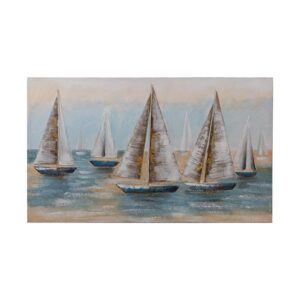 ΠΙΝΑΚΑΣ ΚΑΜΒΑΣ ΚΑΡΑΒΙΑ ΓΑΛΑΖΙΟ-ΑΣΠΡΟ-ΧΡΥΣΟ 100x60cm