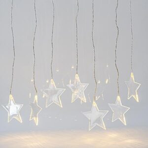 ΚΟΥΡΤΙΝΑ, 8 LED 5mm, ΑΣΤΕΡΙΑ 11cm, 4.5V ΜΕΤΑΣΧΗΜΑΤΙΣΤΗ, 4 ΕΠΕΚΤΑΣΕΙΣ ΕΩΣ 3 ΣΕΤ, ΔΙΑΦΑΝΟ PVC ΚΑΛΩΔΙΟ, ΘΕΡΜΟ ΛΕΥΚΟ LED (H60 x W100cm, 20 ΣΕΙΡΕΣ x 12 LED), ΠΡΟΕΚΤΑΣΗ ΠΑΡΟΧΗΣ 3m, IP44