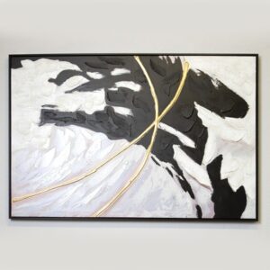 ΠΙΝΑΚΑΣ ΚΑΜΒΑΣ ΑΦΗΡΗΜΕΝΗ ΤΕΧΝΗ ΛΕΥΚΟΣ - ΜΑΥΡΟΣ - ΧΡΥΣΟΣ 120x3.5x80cm