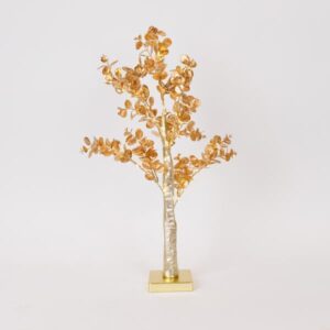 ΧΡΥΣΟ ΔΕΝΤΡΟ ΜΕ ΦΥΛΛΑ ΕΥΚΑΛΥΠΤΟΥ 60cm, ΜΠΑΤΑΡΙΑΣ 3xAA, TIMER, 40 ΘΕΡΜΑ ΛΕΥΚΑ MINI LED, IP20