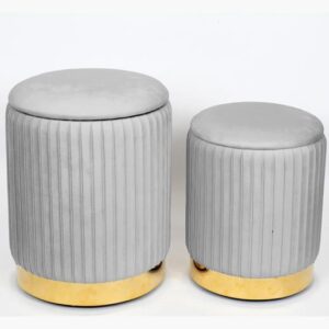 S/2 ΣΚΑΜΠΟ ΒΕΛΟΥΔΟ ΓΚΡΙ 35x35x45cm / 30x30x38cm