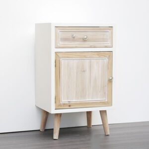 ΚΟΜΟΔΙΝΟ ΞΥΛΙΝΟ ΛΕΥΚΟ - ΚΑΦΕ 40x31.5 x66.5cm