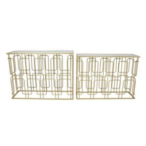 S/2 ΚΟΝΣΟΛΑ ΜΕΤΑΛΛΙΚΗ - ΓΥΑΛΙΝΗ ΧΡΥΣH 107x35.5x79.5cm / 101.5x30.5x74cm