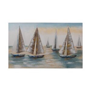 ΠΙΝΑΚΑΣ ΚΑΜΒΑΣ ΚΑΡΑΒΙΑ ΓΑΛΑΖΙΟ-ΑΣΠΡΟ-ΧΡΥΣΟ 100x60cm