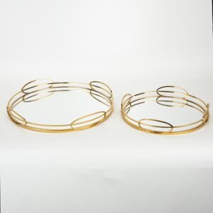 S/2 ΔΙΣΚΟΣ ΜΕΤΑΛΛΙΚΟΣ ΜΕ ΚΑΘΡΕΦΤΗ ΧΡΥΣΟΣ 39x5cm / 31x5x5cm