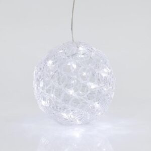 ΑΚΡΥΛΙΚΗ ΜΠΑΛΑ, 30 ΛΕΥΚΑ LED, ΜΕ ΜΕΤΑΣΧΗΜΑΤΙΣΤΗ, 20cm, IP44