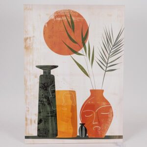 ΠΙΝΑΚΑΣ ΚΑΜΒΑΣ ΒΑΖΑ ΜΕ ΛΟΥΛΟΥΔΙΑ ΠΟΡΤΟΚΑΛΙ - ΜΑΥΡΟΣ - ΜΠΟΡΝΤΩ 50x70cm