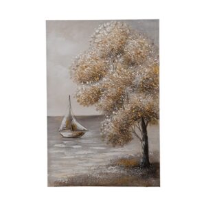 ΠΙΝΑΚΑΣ ΚΑΜΒΑΣ ΔΕΝΤΡΟ & ΚΑΡΑΒΙ ΚΑΦΕ-ΑΣΠΡΟ-ΜΠΕΖ 60x3x90cm