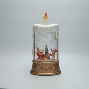 ΕΠΙΤΡΑΠΕΖΙΟ ΔΙΑΚΟΣΜΗΤΙΚΟ ΣΕ ΣΧΗΜΑ ΚΕΡΙΟΥ, ΜΕ ΑΓΙΟ ΒΑΣΙΛΗ ΚΑΙ ΕΛΚΥΘΡΟ, ΜΕ ΝΕΡΟ ΣΤΟ ΕΣΩΤΕΡΙΚΟ, ΦΩΤΙΖΟΜΕΝΟ, ΜΠΑΤΑΡΙΑΣ, TIMER, 15.5x9.5x30cm