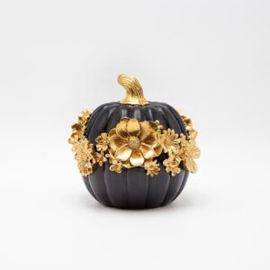 ΔΙΑΚΟΣΜΗΤΙΚΗ ΚΟΛΟΚΥΘΑ ΜΕ ΛΟΥΛΟΥΔΙΑ ΠΟΛΥΡΕΖΙΝ ΜΑΥΡΟ-ΧΡΥΣΟ 14.8x14.4x14.2cm