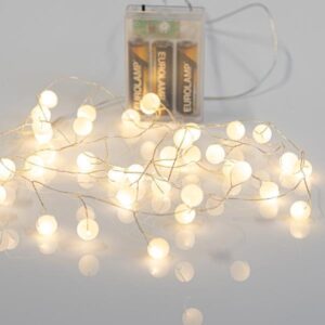 ΣΕΙΡΑ, 40 MINI LED, ΠΛΑΣΤΙΚΕΣ ΜΠΑΛΙΤΣΕΣ, ΜΠΑΤΑΡΙΑΣ 3xAA, ΧΡΟΝΟΔΙΑΚΟΠΤΗ, ΘΕΡΜΟ ΛΕΥΚΟ LED ΑΝΑ 3.5cm, ΠΡΟΕΚΤΑΣΗ ΠΑΡΟΧΗΣ 50cm, IP20