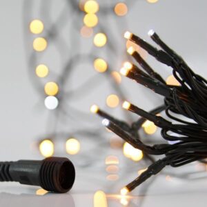 ΣΕΙΡΑ, 100 LED 3mm, 31V ΜΕΤΑΣΧΗΜΑΤΙΣΤΗ, 4 ΕΠΕΚΤΑΣΕΙΣ ΕΩΣ 3 ΣΕΤ, ΠΡΑΣΙΝΟ PVC ΚΑΛΩΔΙΟ, ΘΕΡΜΟ ΛΕΥΚΟ & 9 ΛΕΥΚΑ FLASH LED ANA 10cm, ΠΡΟΕΚΤΑΣΗ ΠΑΡΟΧΗΣ 3m, ΙΡ44