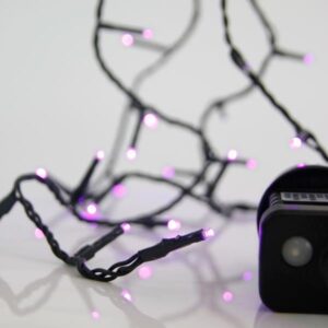 ΣΕΙΡΑ, 100 LED 3mm, 31V ΜΕΤΑΣΧΗΜΑΤΙΣΤΗ, 8 ΠΡΟΓΡΑΜΜΑΤΑ & ΜΝΗΜΗ, ΠΡΑΣΙΝΟ PVC ΚΑΛΩΔΙΟ, ΜΩΒ LED ΑΝΑ 5cm, ΠΡΟΕΚΤΑΣΗ ΠΑΡΟΧΗΣ 3m, ΙΡ44