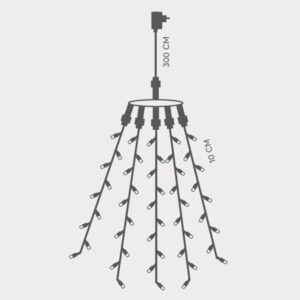 ΧΤΑΠΟΔΙ, 175 LED 3mm, 31V ΜΕΤΑΣΧΗΜΑΤΙΣΤΗ, ΠΡΑΣΙΝΟ PVC ΚΑΛΩΔΙΟ, ΘΕΡΜΟ ΛΕΥΚΟ LED ANA 10cm (5 ΣΕΙΡΕΣ x 35 LED), ΠΡΟΕΚΤΑΣΗ ΠΑΡΟΧΗΣ 3m, ΙΡ44