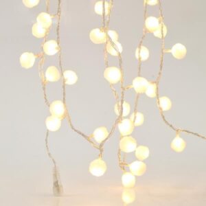 ΣΕΙΡΑ, 100 LED 3mm, ΛΕΥΚΕΣ ΥΦΑΣΜΑΤΙΝΕΣ ΜΠΑΛΕΣ Φ2cm, 31V ΜΕΤΑΣΧΗΜΑΤΙΣΤΗ, 4 ΕΠΕΚΤΑΣΕΙΣ ΕΩΣ 3 ΣΕΤ, ΔΙΑΦΑΝΟ PVC ΚΑΛΩΔΙΟ, ΘΕΡΜΟ ΛΕΥΚΟ LED ΑΝΑ 5cm, ΠΡΟΕΚΤΑΣΗ ΠΑΡΟΧΗΣ 3m, IP44