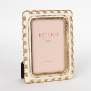 ΚΟΡΝΙΖΑ (15x20) ΠΟΛΥΡΕΣΙΝ ΛΕΥΚΗ - ΧΡΥΣΗ 19.5x1.5x24cm