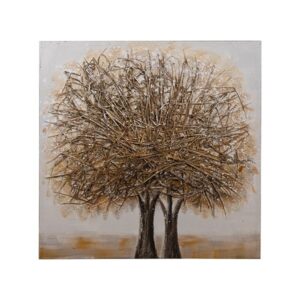 ΠΙΝΑΚΑΣ ΚΑΜΒΑΣ 2 ΔΕΝΤΡΑ ΚΑΦΕ-ΜΠΕΖ-ΠΟΡΤΟΚΑΛΙ 82x4.5X82cm