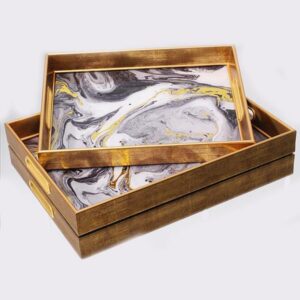 S/2 ΔΙΣΚΟΣ ΠΟΛΥΡΕΖΙΝ ΜΕ ΓΥΑΛΙ ΧΡΥΣΟΣ 40x30x4.5cm / 35x25x3.5cm