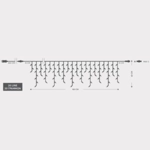 ΒΡΟΧΗ, 100 LED 3mm, 31V ΜΕΤΑΣΧΗΜΑΤΙΣΤΗ, 4 ΕΠΕΚΤΑΣΕΙΣ ΕΩΣ 3 ΣΕΤ, ΔΙΑΦΑΝΟ PVC ΚΑΛΩΔΙΟ, ΛΕΥΚΟ LED (H60 x W180cm 3/7/4/6), ΠΡΟΕΚΤΑΣΗ ΠΑΡΟΧΗΣ 3m, ΙΡ44