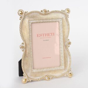 ΚΟΡΝΙΖΑ (15x20) ΠΟΛΥΡΕΣΙΝ ΛΕΥΚΗ - ΧΡΥΣΗ 21.5x1.5x26.5cm