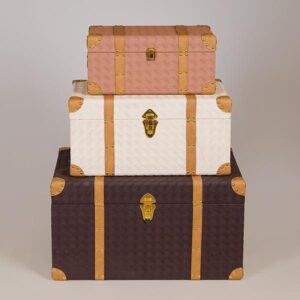 S/3 ΜΠΑΟΥΛΑ ΡΟΖ- ΑΣΠΡΟ-ΚΑΦΕ 59x36x33cm/ 49x28x25cm/ 39x21x19cm